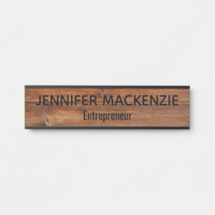 Plaque de nom élégante en grain de bois enseigne d