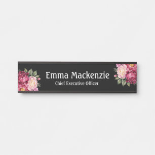 Plaque de nom floral moderne personnalisé pour por