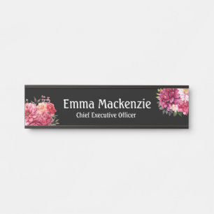 Plaque de nom floral moderne personnalisé pour por