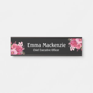 Plaque de nom floral moderne personnalisé pour por