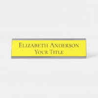 Plaque de nom jaune simple