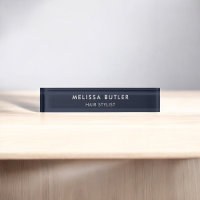 Plaque de nom minimaliste moderne de bureau bleu m