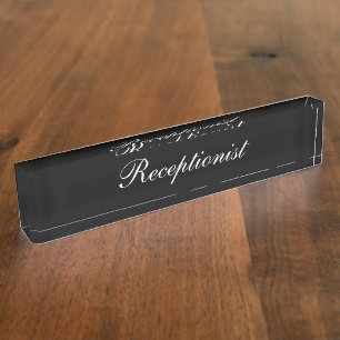 Plaque de nom simple du bureau réceptionniste