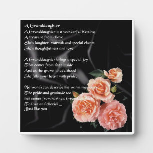 Plaque de poème de petite-fille - Rose sur soie no