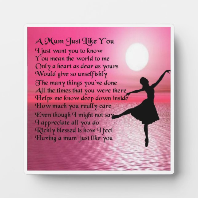 Plaque de poème maman - Design Ballerina (Devant)