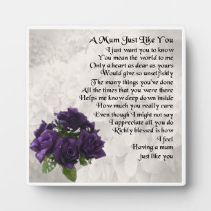 Plaque de poème maman - Design Rose violet