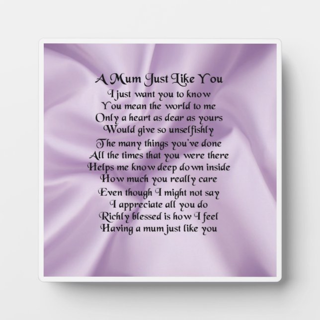 Plaque de poème maman - Lilac (Devant)