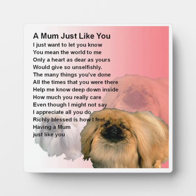 Plaque de poème maman - Pekingese Chien Design (Devant)