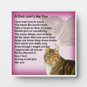 Plaque de poème papa - Design de chat