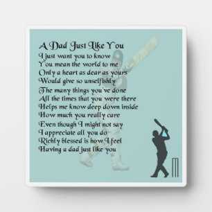 Plaque de poème Papa - Design de cricket