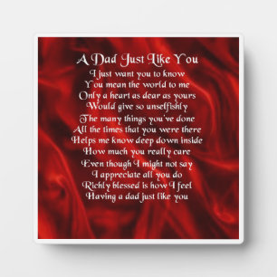Plaque de poème papa - Design en soie rouge
