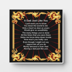 Plaque de poème papa - Design noir