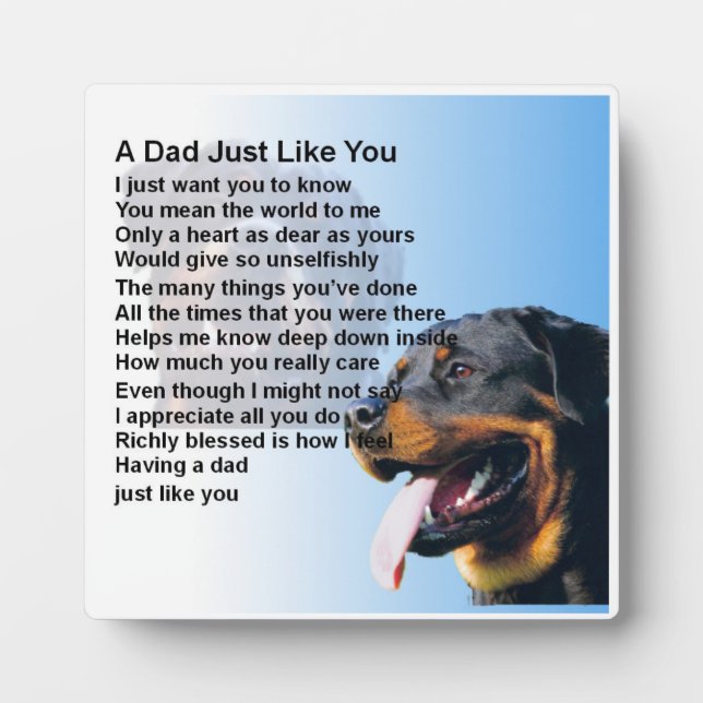 Plaque de poème papa - Rottweiller Chien Design (Devant)