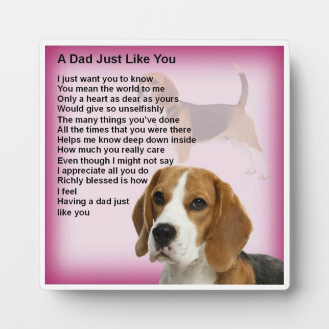 Plaque de poème pour papa - Design Beagle (Devant)