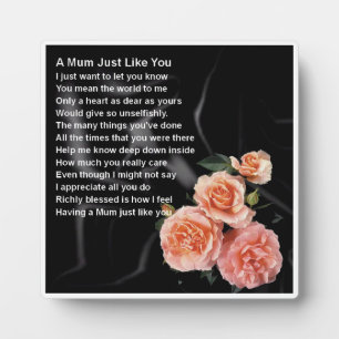 Plaque de poèmes maman - Design Rose