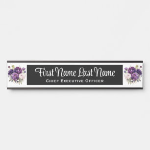 Plaque de porte de bureau à fleurs violettes profo