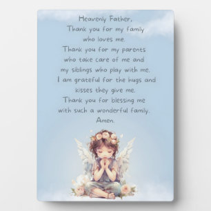 Plaque de prière Merci bleu enfant