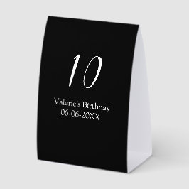Plaque De Table 10th birthday white black name date calligraphy 
