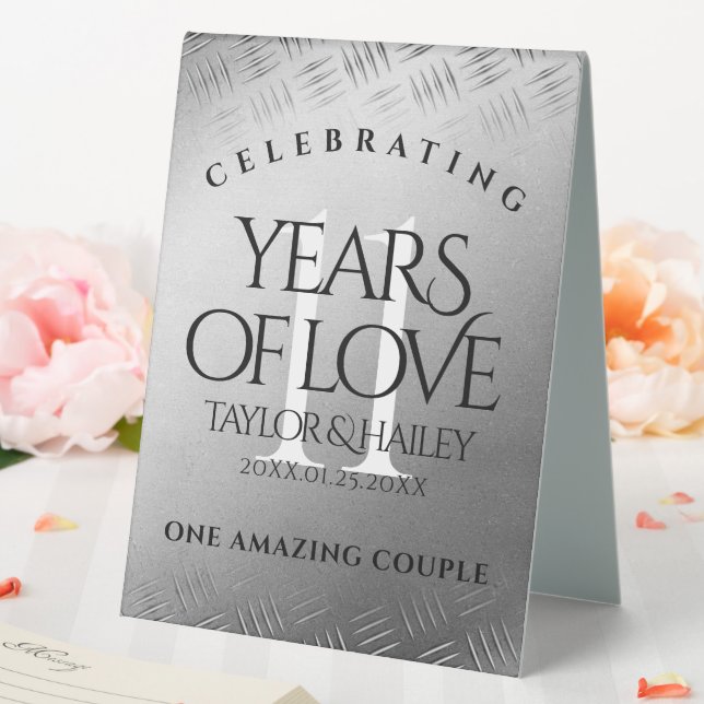 Plaque De Table 11ème anniversaire de Mariage en acier (In SItu (Mariage))