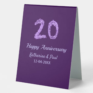 Plaque De Table 20e heureux anniversaire ajouter nom du couple dat