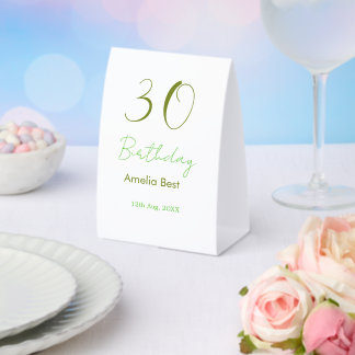 PLAQUE DE TABLE 30TH BIRTHDAY GREEN NAME DATE BOLD RETRO PASTEL SI