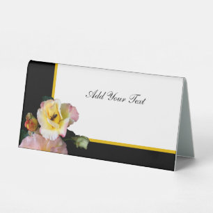 Plaque De Table Abeille sur roses rose jaune Fleurs