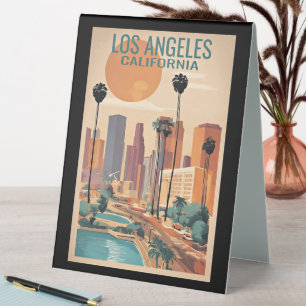 Plaque De Table affiche de voyage vintage de Los Angeles,