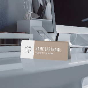 Plaque De Table Ajouter Logo Neutre Tan Simple Minimaliste Nom Tit