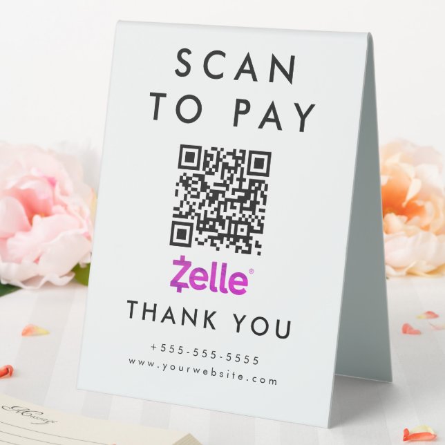 Plaque De Table Analyse professionnelle pour payer Zelle QR Code b (In SItu (Mariage))