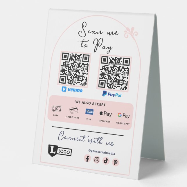 Plaque De Table Analyser Pour Payer Le Panneau Entreprise | Code Q (Recto)