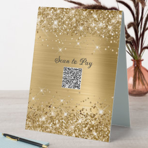 Plaque De Table Analyser pour payer QR Code Image Glitter or Glam