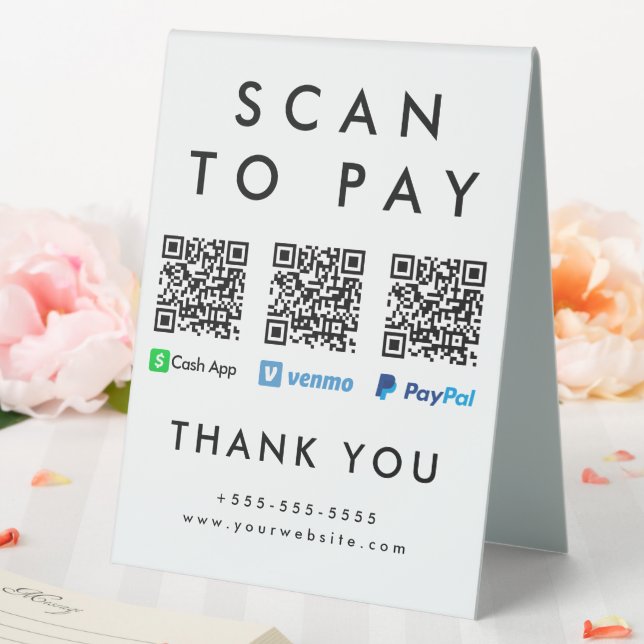 Plaque De Table Analyser pour payer Venmo Cash App Paypal Multi QR (In SItu (Mariage))
