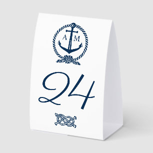Plaque De Table Ancre de mariage bleu marine nautique Monogramme