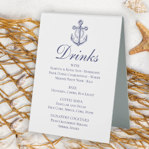 Plaque De Table Ancre Marine Bleu Marine Mariage nautique Boissons