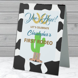 Plaque De Table Anniversaire de Rodéo de Cowboy Occidental