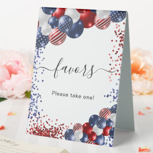 Plaque De Table Anniversaire patriotique rouge blanc bleu ballon f