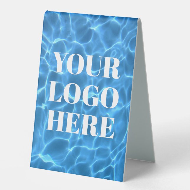 Plaque De Table Aqua Blue Swimming Pool Photo for Your Logo (Recto)