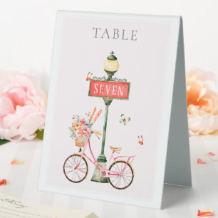 Plaque De Table Aquarelle de vélo Vintage rose français