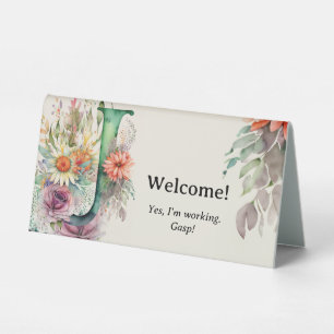 Plaque De Table Aquarelle Floral J Funny Bureau Message