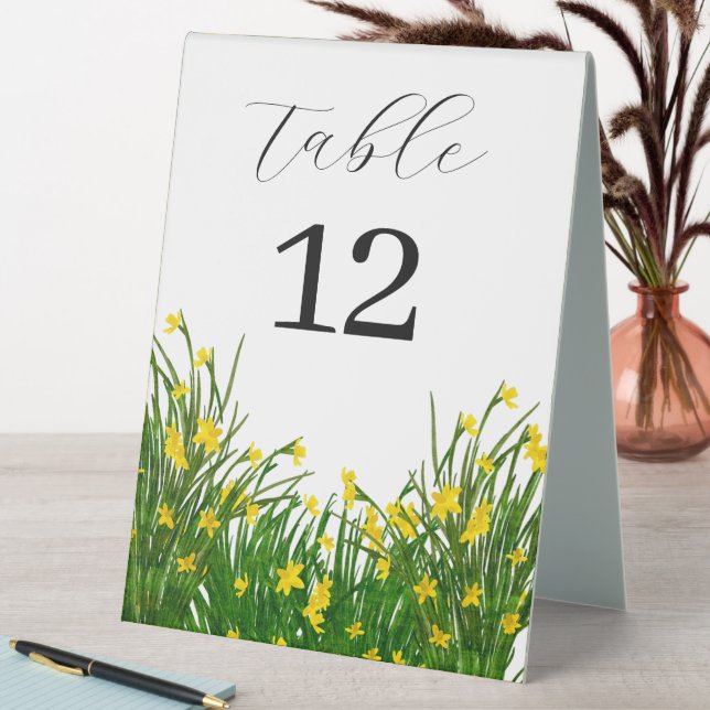 Plaque De Table Aquarelle Jaune Flora Jardin Table de mariage Cart (En SItu (Tableau))