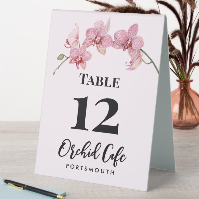 Plaque De Table Aquarelle Pink Moth Orchids Café Numéro de table (En SItu (Tableau))