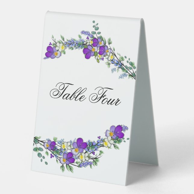 Plaque De Table Aquarelle violette Lavender Eucalyptus (Recto)