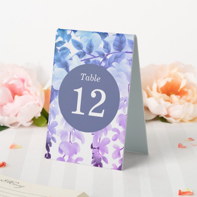 Plaque De Table Aquarelle Wisteria Purple Floral Numéros (In SItu (Mariage))