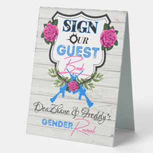Plaque De Table Armes à feu ou Roses Reveillez Baby shower Traite