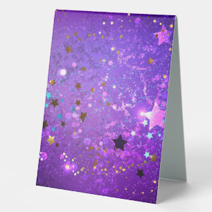 Plaque De Table Arrière - plan de feuille violet avec étoiles