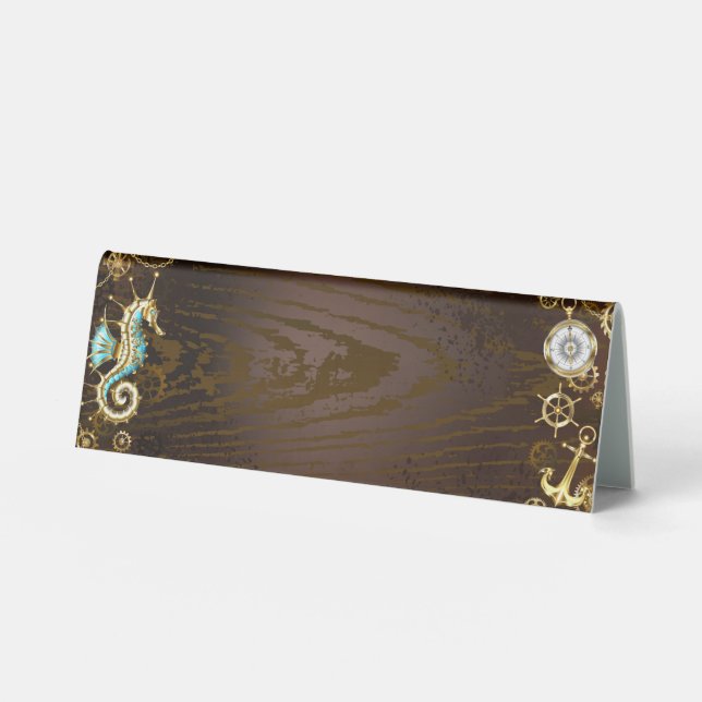 Plaque De Table Arrière - plan en bois avec cheval de mer mécaniqu (Recto)