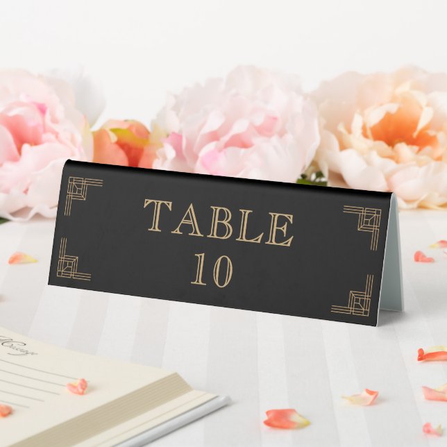 Plaque De Table Art Deco Birthday Black Gold Roaring 20's (In SItu (Mariage))