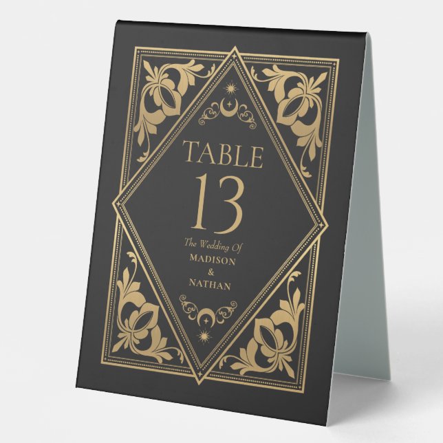 Plaque De Table Art nouveau céleste Tarot Mariage gothique (Recto)