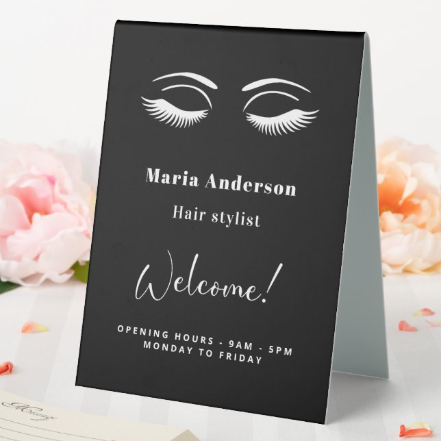 Plaque De Table Artiste maquillage noir blanc heures d'ouverture b (In SItu (Mariage))