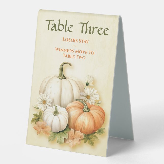Plaque De Table Automne Citrouille Tableau Trois Bunco (Recto)